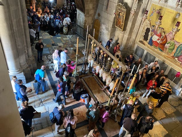 Visit The Stone of Unction-Anointing in Jerusalem's Holy Sepulchre Church