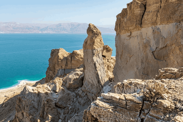 LOT'S WIFE SALT PILLAR DEAD SEA ISRAEL